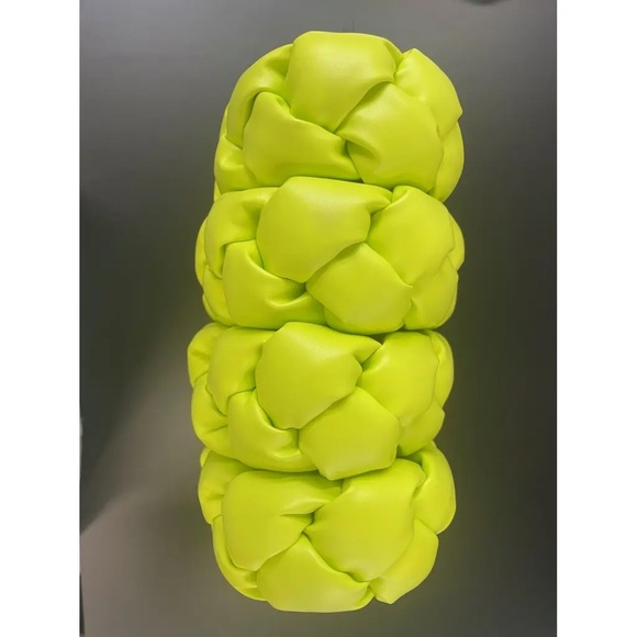 A.W.A.K.E. MODE Lucia Braided Vegan Leather Clutch Yellow Green Neon - Picture 5 of 7